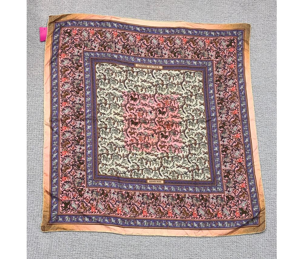 Authentic Hermes "Chasse en Inde" (Hunting in India) Silk Scarf AS IS #34326